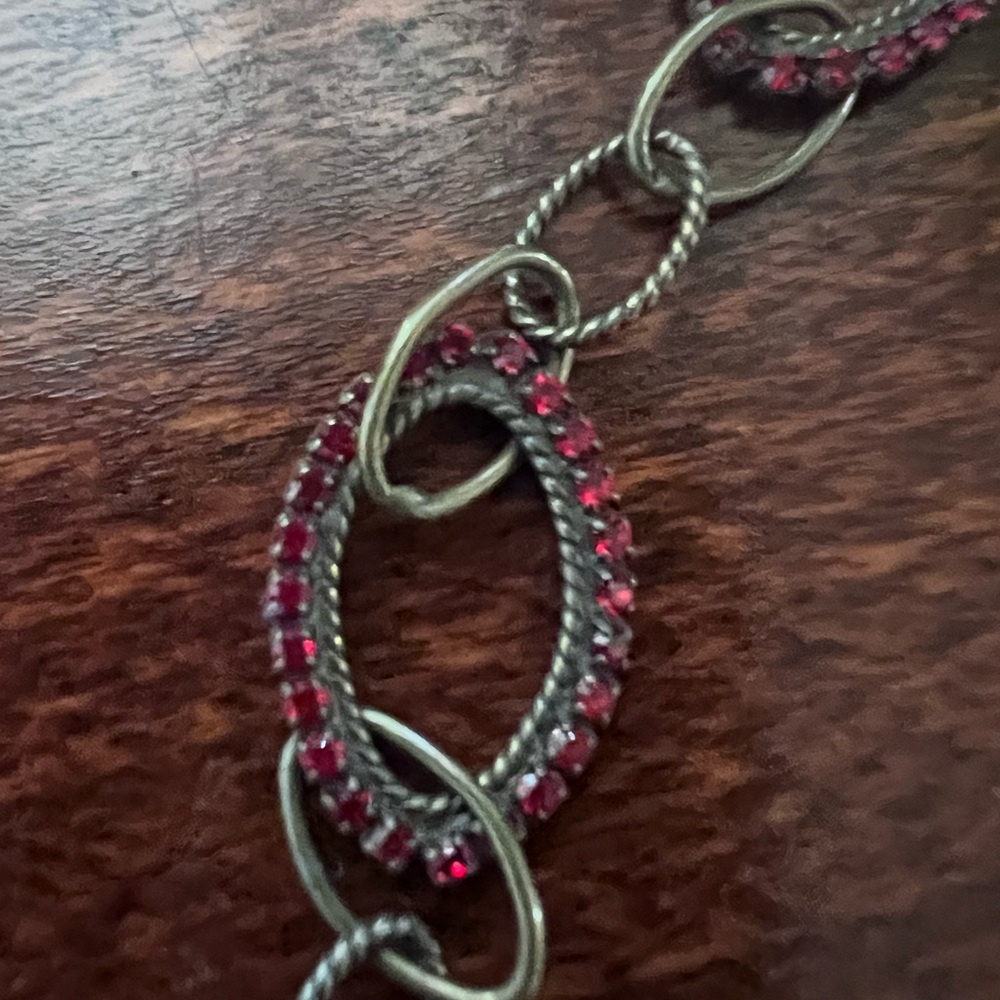 Sorrelli Red and Gold Long Chain Necklace - Picture 5 of 10